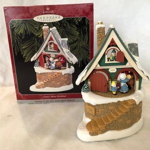 Rare find Santa's Merry Workshop HALLMARK KEEPSAKE ORNAMENT/Musicbox